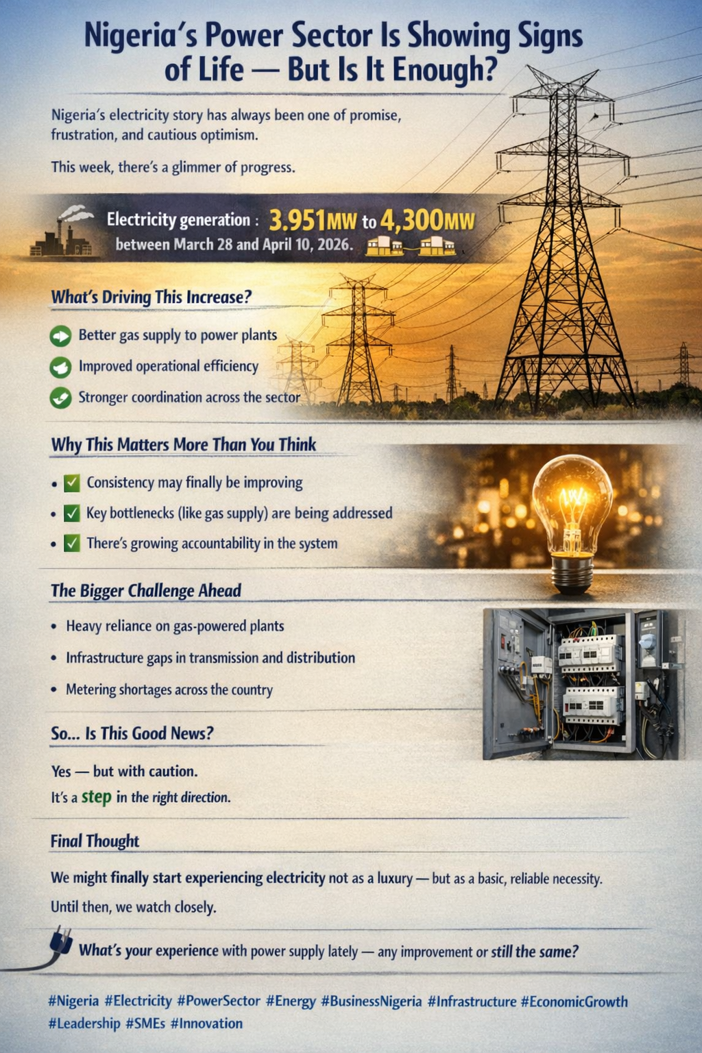 Nigeria’s Power Sector Is Showing Signs of Life — But Is It Enough ?